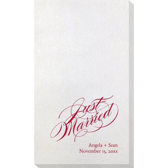 Romantic Just Married Bamboo Luxe Guest Towels